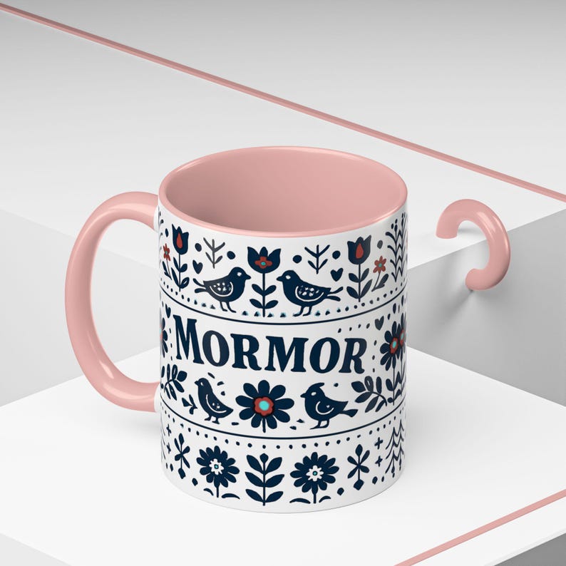 Taza floral sueca Mormor, taza de café de arte popular escandinavo, taza de regalo para la abuela, decoración de cocina nórdica, taza noruega Mormor, regalo para el Día de la Madre imagen 12