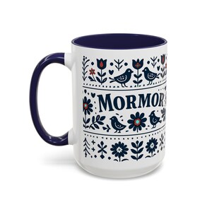 Taza floral sueca Mormor, taza de café de arte popular escandinavo, taza de regalo para la abuela, decoración de cocina nórdica, taza noruega Mormor, regalo para el Día de la Madre imagen 3