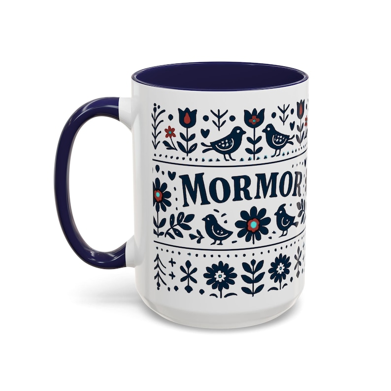 Taza floral sueca Mormor, taza de café de arte popular escandinavo, taza de regalo para la abuela, decoración de cocina nórdica, taza noruega Mormor, regalo para el Día de la Madre imagen 3
