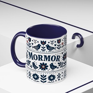 Taza floral sueca Mormor, taza de café de arte popular escandinavo, taza de regalo para la abuela, decoración de cocina nórdica, taza noruega Mormor, regalo para el Día de la Madre imagen 6