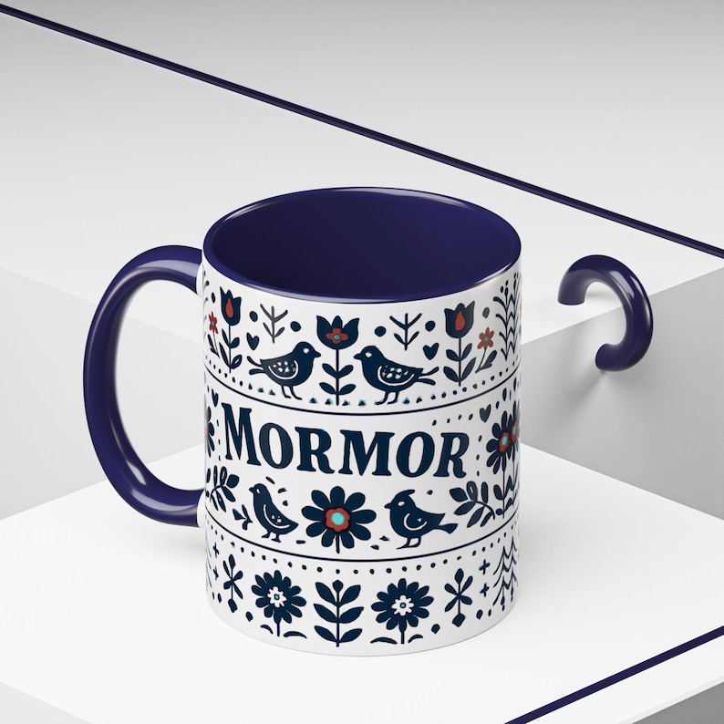 Taza floral sueca Mormor, taza de café de arte popular escandinavo, taza de regalo para la abuela, decoración de cocina nórdica, taza noruega Mormor, regalo para el Día de la Madre imagen 6