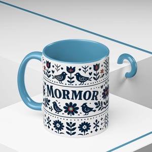 Taza floral sueca Mormor, taza de café de arte popular escandinavo, taza de regalo para la abuela, decoración de cocina nórdica, taza noruega Mormor, regalo para el Día de la Madre imagen 14