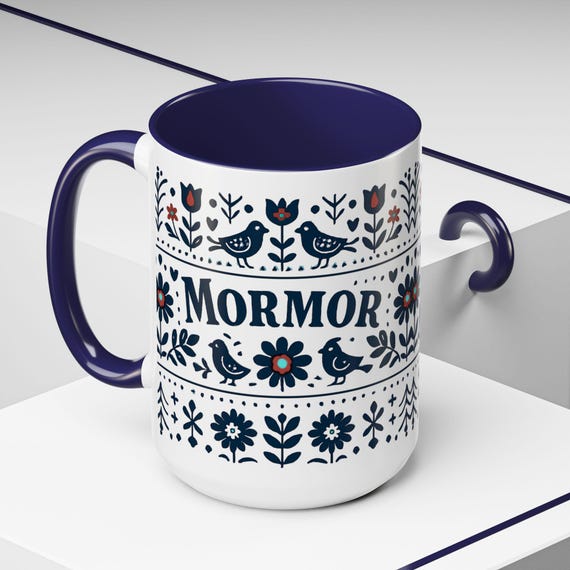 Mormor Swedish Floral Mug, Scandinavian Folk Art Coffee Cup,Grandma Gift Mug,Nordic Kitchen Decor, Norwegian Mormor Mug, Mothers Day Present