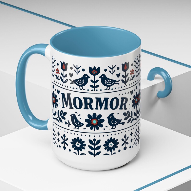 Taza floral sueca Mormor, taza de café de arte popular escandinavo, taza de regalo para la abuela, decoración de cocina nórdica, taza noruega Mormor, regalo para el Día de la Madre imagen 13