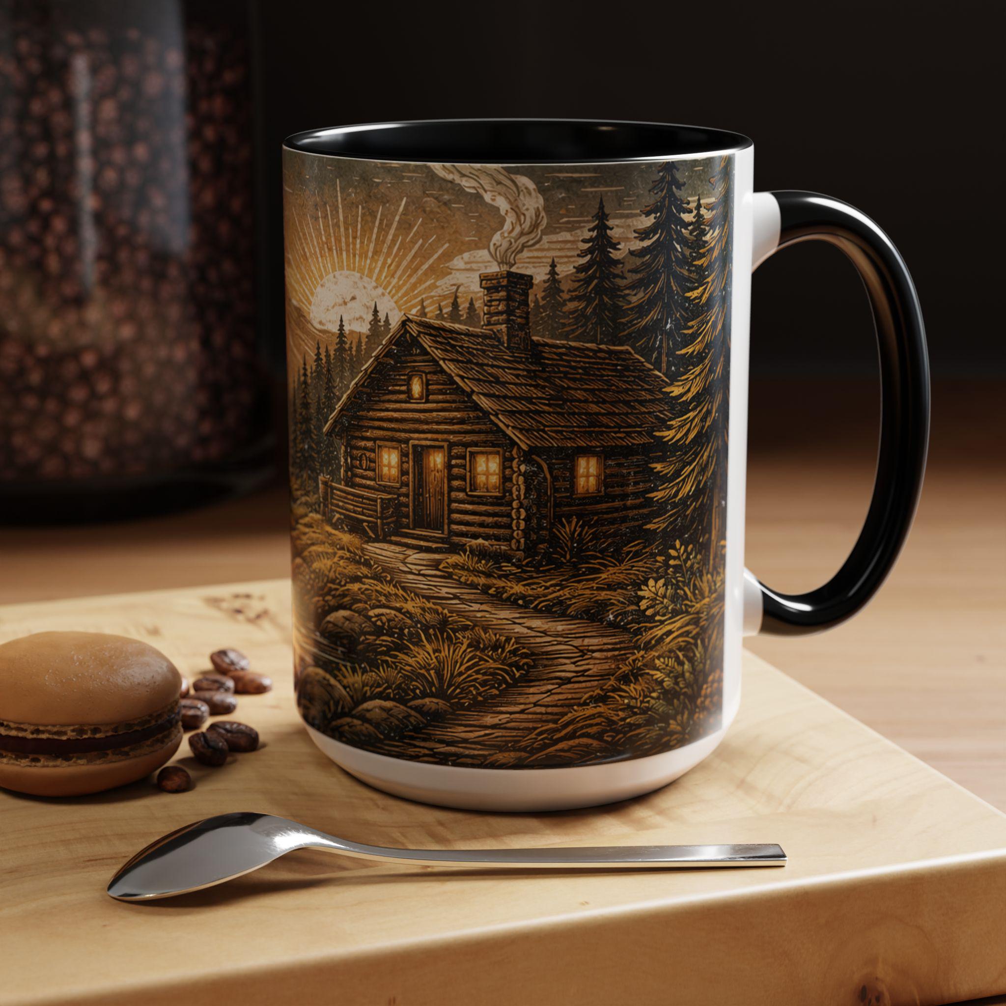 Linocut Forest Cabin Coffee Mug, Rustic Scandinavian Art - Etsy