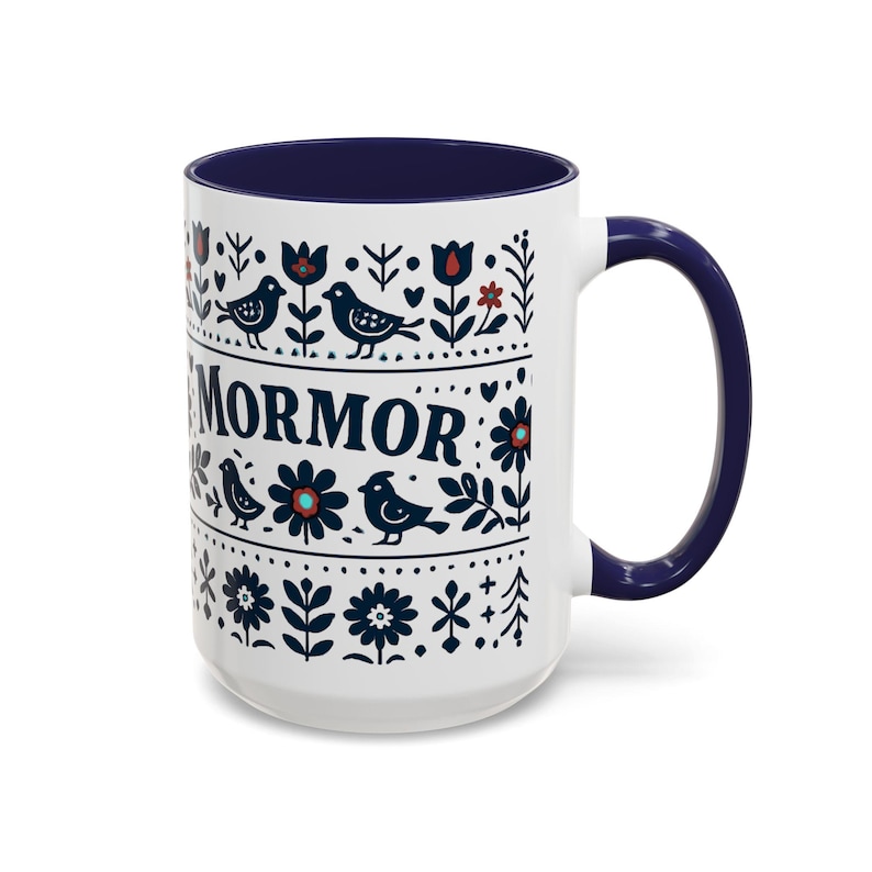 Taza floral sueca Mormor, taza de café de arte popular escandinavo, taza de regalo para la abuela, decoración de cocina nórdica, taza noruega Mormor, regalo para el Día de la Madre imagen 2