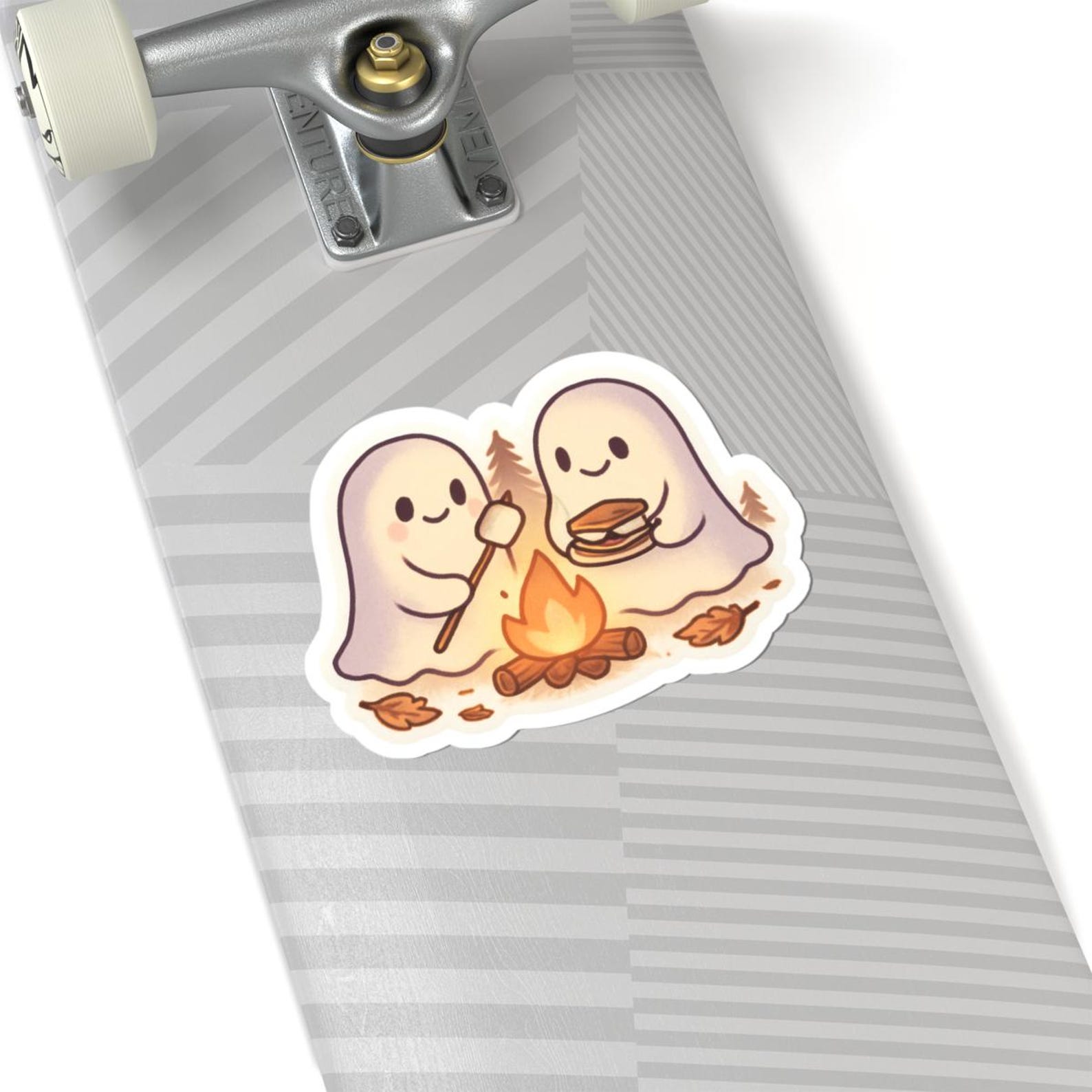 Cozy Ghost Campfire Stickers | Cute Halloween Decal | Cartoon Stickers ...