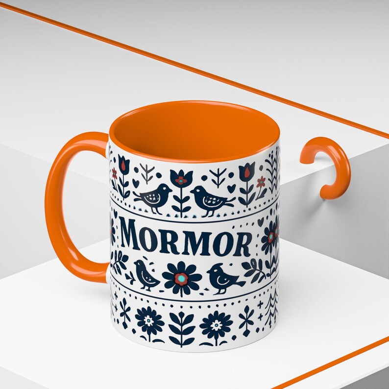 Taza floral sueca Mormor, taza de café de arte popular escandinavo, taza de regalo para la abuela, decoración de cocina nórdica, taza noruega Mormor, regalo para el Día de la Madre imagen 15