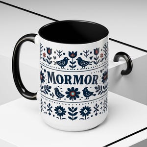 Taza floral sueca Mormor, taza de café de arte popular escandinavo, taza de regalo para la abuela, decoración de cocina nórdica, taza noruega Mormor, regalo para el Día de la Madre imagen 7