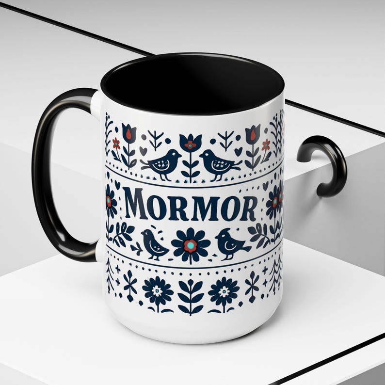Taza floral sueca Mormor, taza de café de arte popular escandinavo, taza de regalo para la abuela, decoración de cocina nórdica, taza noruega Mormor, regalo para el Día de la Madre imagen 7