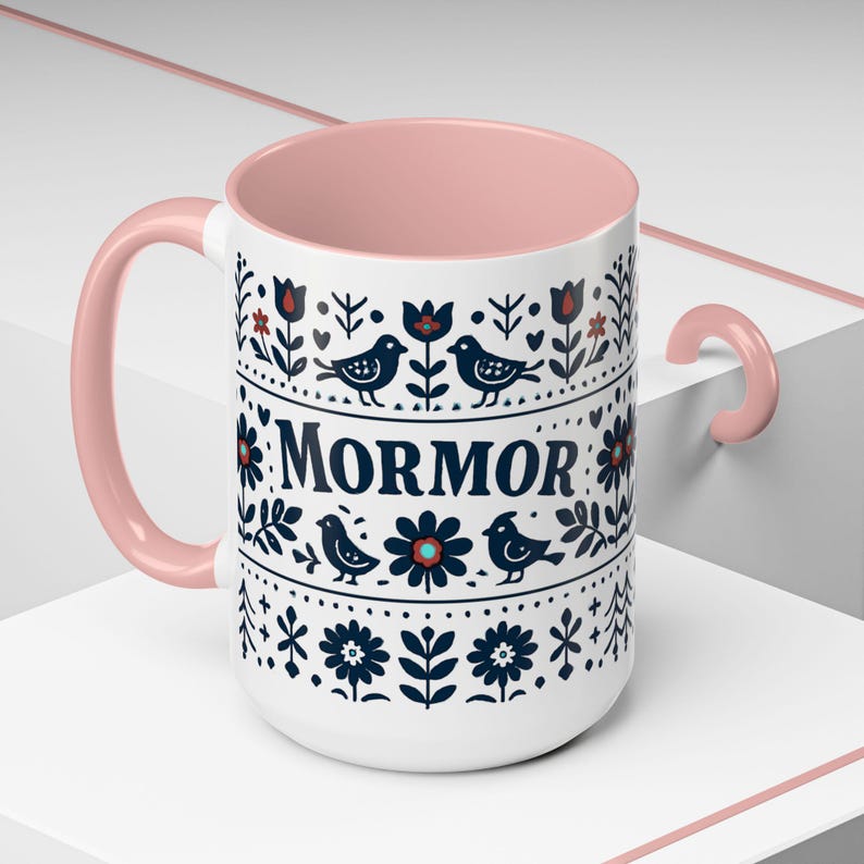 Taza floral sueca Mormor, taza de café de arte popular escandinavo, taza de regalo para la abuela, decoración de cocina nórdica, taza noruega Mormor, regalo para el Día de la Madre imagen 11