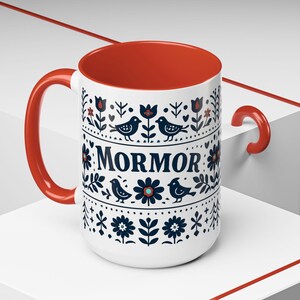 Taza floral sueca Mormor, taza de café de arte popular escandinavo, taza de regalo para la abuela, decoración de cocina nórdica, taza noruega Mormor, regalo para el Día de la Madre imagen 9