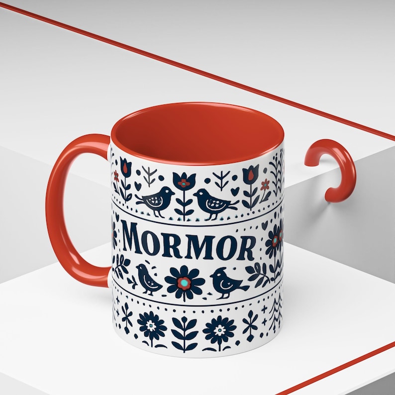 Taza floral sueca Mormor, taza de café de arte popular escandinavo, taza de regalo para la abuela, decoración de cocina nórdica, taza noruega Mormor, regalo para el Día de la Madre imagen 10