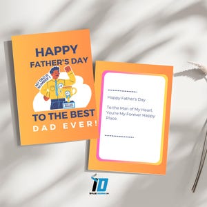 Kreative glückliche Vatertagskarte | Beste Vatertagswünsche | Geschenk für Papa | Ich liebe dich Papa | Doppelseitig druckbare Karte