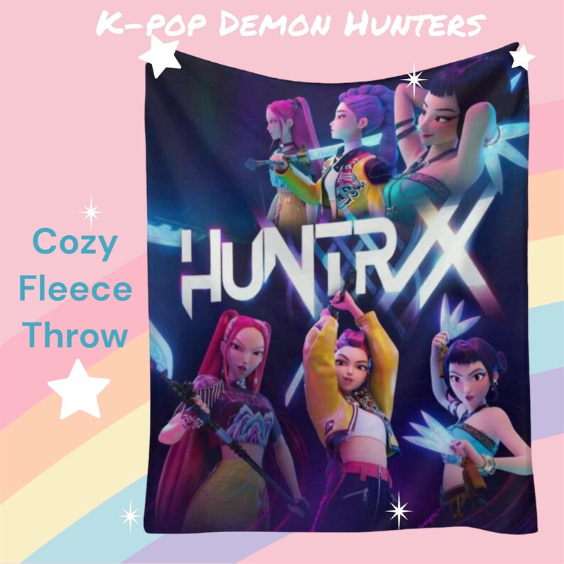 kpop-demon-hunters-fleece-blanket-saja-boys-hendrix-merch-etsy