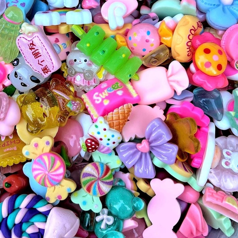 Kawaii Resin Surprise Slime Charms Flat Back Trinkets Decoden Scoops Craft Supplies 3 SCOOPS - Approx.45