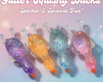 Squishy Glitter Duck Kawaii Glitter Sensorisk Stressavlastande Fidget Långsam Rebound Leksak