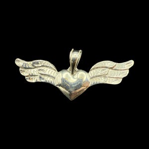 Sterling Silver Heart with Wings Pendant Necklace