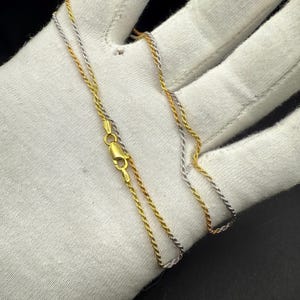 20” Tri-Gold Plated Sterling Silver Rope Chain Necklace