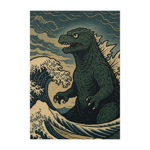 Póster de Godzilla de la Gran Muralla, decoración de dibujos animados clásicos, arte de pared para amantes del anime, decoración del hogar, regalo para cinéfilos, impresión retro.