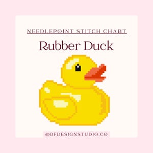 Rubber Duck - Needlepoint chart - 3 x 3" on 13 Mesh - PDF Download