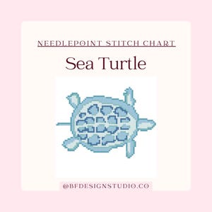 Sea Turtle - Needlepoint chart on 18 Mesh - Instant Digital Download
