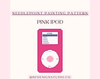 Pink IPod - Needlepoint Chart - 18 Mesh - 3 x 5" - Beginner Friendly - Instant Downloadable PDF