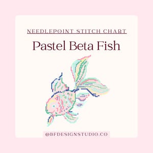 Pez Beta Pastel - Gráfico de bordado en malla 18 - 4,2 x 4,7" - Descarga digital instantánea