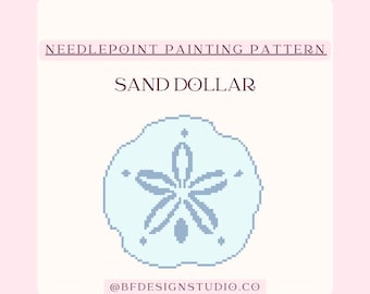 Sand Dollar Needlepoint Chart: Coastal Beginner Painting Design on 13 Mesh (PDF Download)