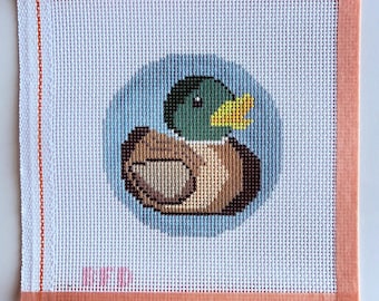 Mallard Rubber Duck - Hand Painted Needlepoint Canvas - 13 Mesh - 3.8 x 3.9"