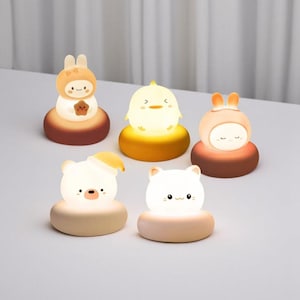 Luz de noche con forma de animal, hecha a mano, recargable por USB, relajante para bebés y lactantes, lámpara de mesa para habitación infantil.