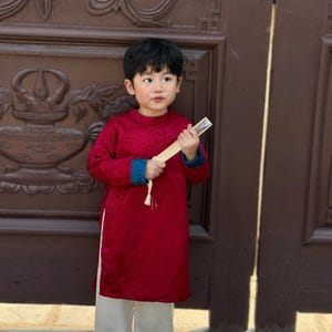 男の子用ベトナム風アオザイセット（パンツ付き）｜ベトナムの伝統衣装｜幼児向け文化行事衣装｜記念写真撮影用衣装