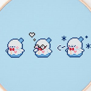 Love and Deepspace Zayne Happy Snowman Cross Stitch Pattern, Video Game Cross Stitch, Snowman Cross Stitch, Cute Cross Stitch, PDF Download