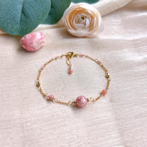 Rhodochrosite Lili bracelet (14K gold filled / Rhodochrosite)