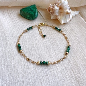 Malachite Mitsunarabe bracelet (14K gold filled / Malachite)