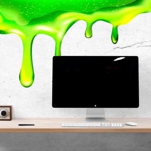 Green Slime Ooze Dripping Wall Decal Graphic. Kid’s room home decor. Birthday Party Slime Sticker. #6238