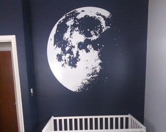 Space Wall Decal. Moon Wall Decal Sticker. (White Color) Nasa Space Wall Decor. Kids room decor. Moon Wall Sticker. Nursery Wall Decal. #523