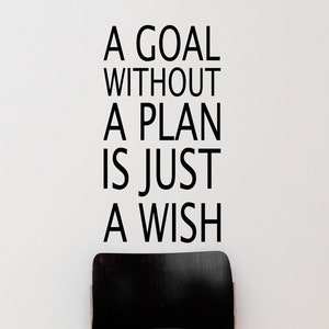 A goal without a plan is just a wish Motivational Quote Vinyl Wall Decal Sticker #6039