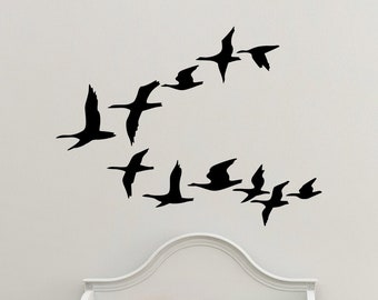 Flying Geese Ducks Birds Vinyl Wall Art Decal Sticker Nursery Room Wall Decor Bedroom Bathroom Wall Decor Flying Birds Sticker. #162