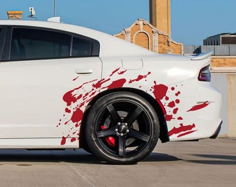 Red Blood Splatter Car Decal. Set of 2. Universal Fit. Civic, BMW, Camaro, Mustang, Charger, Challenger, RC350, #7031