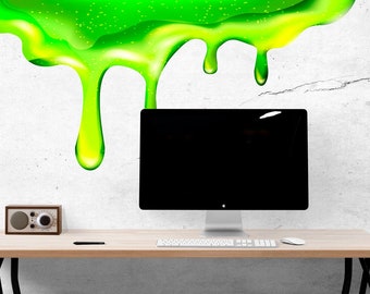 Green Slime Ooze Dripping Wall Decal Graphic. Kid’s room home decor. Birthday Party Slime Sticker. #6238