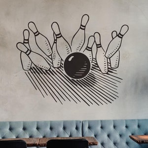 Bowling Wall Decal Sticker. Bowling Ball Striking Pins, Game Room, Kids Room & Sports Decor. Kid&#39;s Bedroom Wall Art. Play Room Decor. #6890