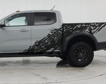Calcomanía para camioneta Ranger Raptor, pegatina gráfica para panel lateral con diseño de salpicaduras de barro todoterreno. Juego de 2. Calcomanía gráfica para la caja de la camioneta. F150. #7084