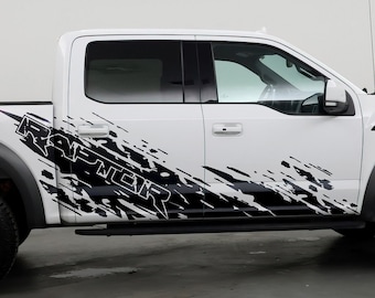 Decal for Raptor, Mud Splash Side Rocker Panel Car Graphic Sticker. Set of 2. Truck Side Bed Graphic Decal. FX4, Tremor, Off Road. #6792