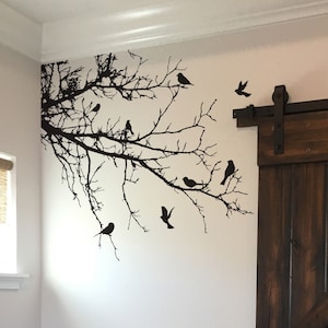 Birds on Tree Branch Vinyl Wall Decal Sticker. Bathroom / Bedroom Home Decor. Classic theme Decor. Tree Decal Sticker. Bird Wall Decal #1002