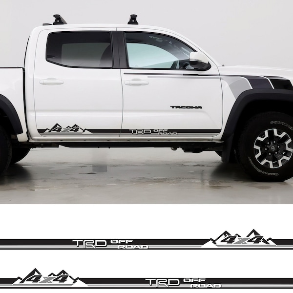 2 TRD Tacoma Side Doors Stripes Rocker Panel Vinyl Stickers Decal Kit for 2005-2024 Toyota Tacoma. Crew Cab Tacoma Side Graphics. #6790