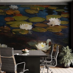 Papier peint de bureau. Décoration murale nénuphars d'Albert Edelfelt. Papier peint autocollant classique pour chambre à coucher, spa et salle de bain #6963