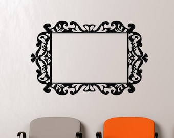 Picture Frame Vinyl Wall Decal Sticker. Frame Border wall decal. You Pick the Size and Color. Bedroom Wall Decor. Bathroom Decor. #KTudor111