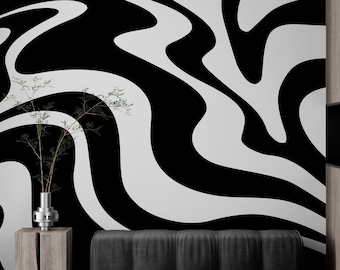 Wallpaper, Peel and Stick Wallpaper Removable Wallpaper. Wall Art Wall Decor Room Decor / Contemporary Art, Modern Lines Aesthetic. #6679