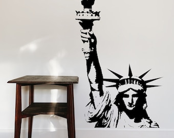 Statue of Liberty Wall Decal Sticker. New York City Wall Theme Decor. NYC Decor. (BLACK color) USA America Freedom Wall Theme Decor. #136